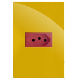 Conjunto Tomada 20a Vermelho Horizontal 4x2 - RECTA MOSTARDA GLOSS